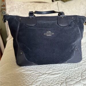 COACH Mickie Midnight Navy Suede Satchel